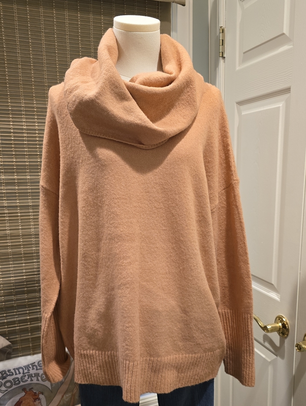 Joan Vass Peach Cowl Neck Sweater